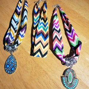 Scarf Charms/Pendants with 3 scarf Necklaces